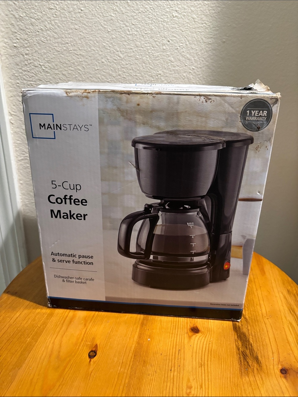 Mainstays Black 5-Cup Coffee Maker